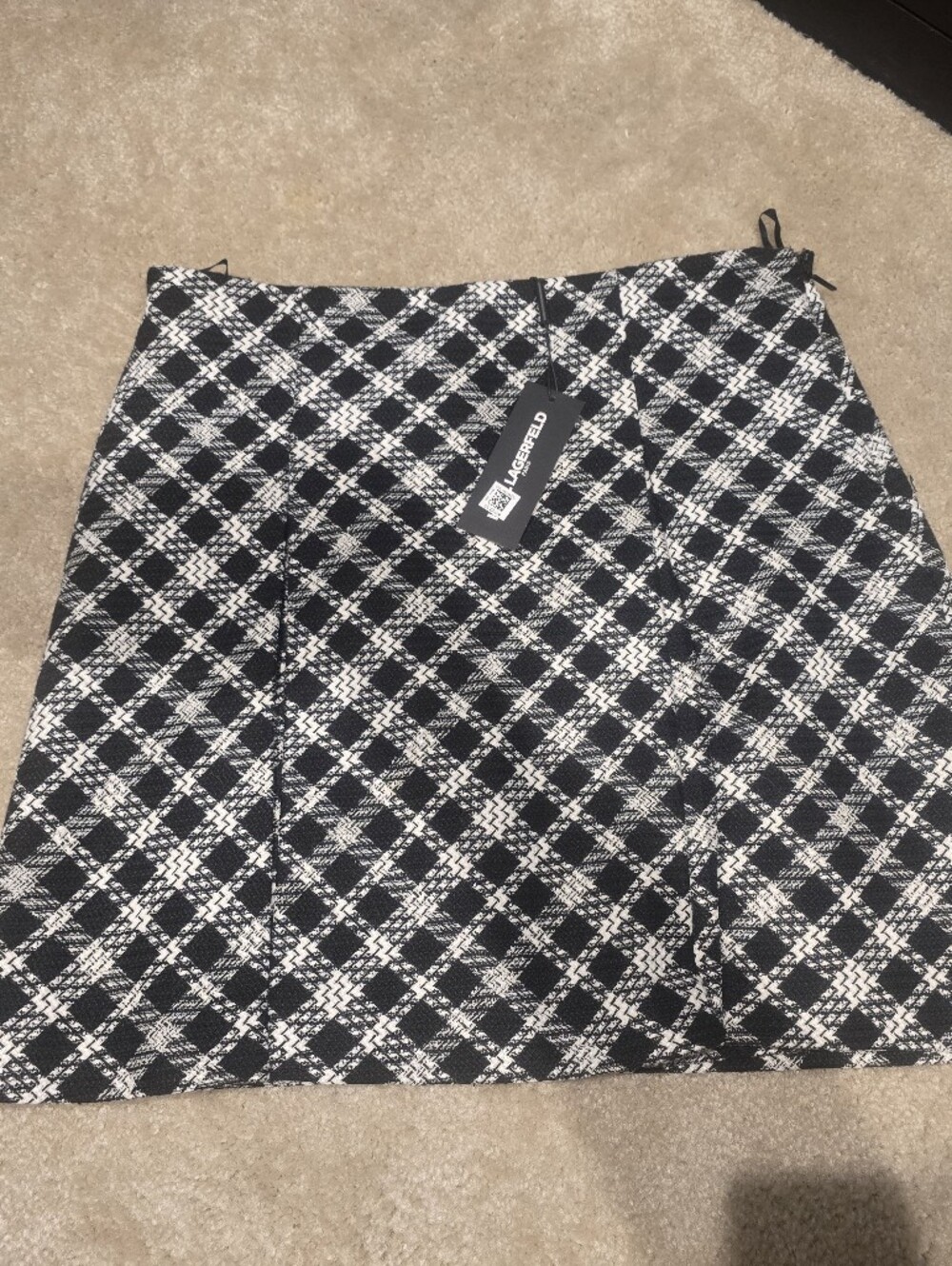 Karl Lagerfield Black and White Plaid A-Line Skirt